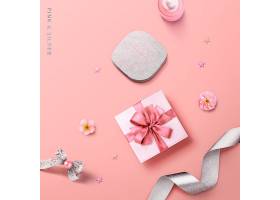 创意粉色色系浪漫少女心清新物品主题海报背景