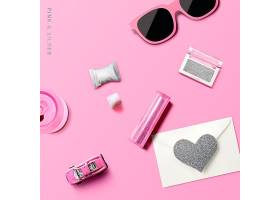 创意粉色色系浪漫少女心清新物品主题海报背景