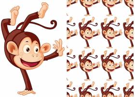 卡通猴子矢量插画设计