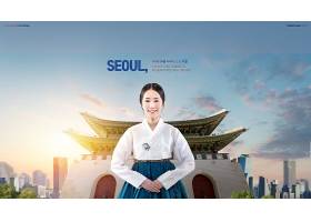 韩国首尔城市背景旅游出国留学海报设计