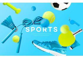 羽毛球足球乒乓球运动鞋足球主题悬空物品创意海报设计