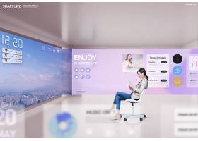 智能生活电子产品窗口UI界面融入人物生活海报设计