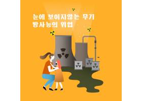 放射性核污染与威胁人体健康宣传插画